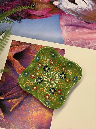 Cinzeiro Turco - Verde - Cerâmica - Pintado á mão