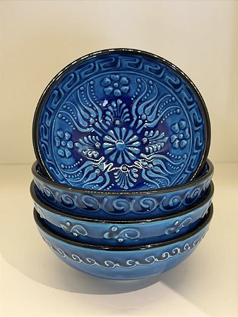 Bowl - Cerâmica - Turquia - Relevo - Tamanho Médio - Azul