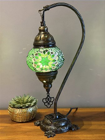 Luminária Turca - Pequeno - Mosaico - Verde