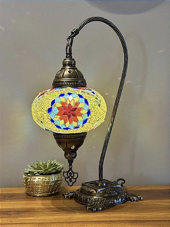 Luminária Turca Pendente - Grande - Mosaico - Amarelo