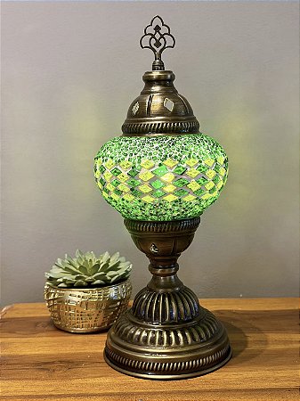 Luminária Turca Reto - Médio - Mosaico - Verde