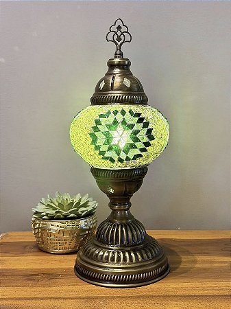 Luminária Turca Reto - Médio - Mosaico - Verde