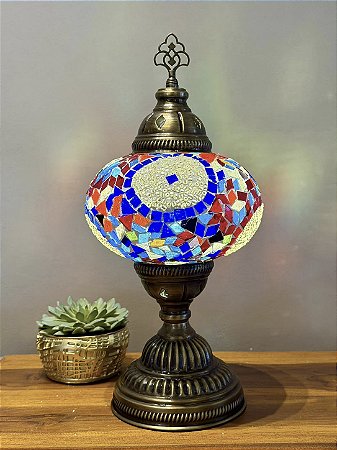 Luminária Turca Reto - Grande - Mosaico - Colorido