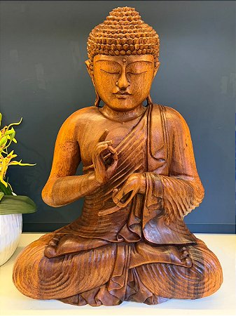 Buda - Madeira - Posição Lótus - 60CM