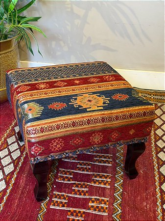 Banqueta Jacquard Turquia - Azul e Vermelho