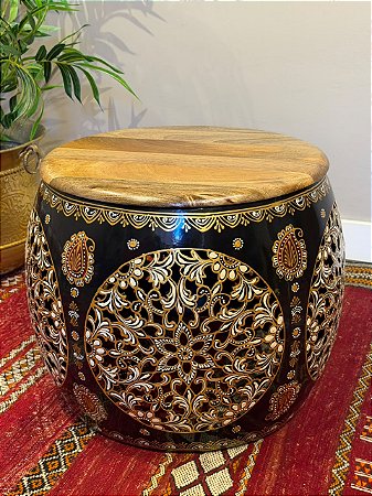 Mesa - Metal Martelado - Seat Garden - Preto e Dourado