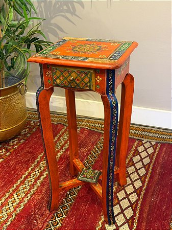 Mesa Gaveteiro - Madeira - Pintado à mão - Laranja e Colorido
