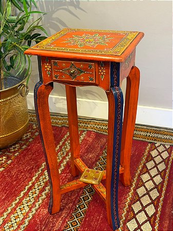Mesa Gaveteiro - Madeira - Pintado à mão - Laranja e Colorido