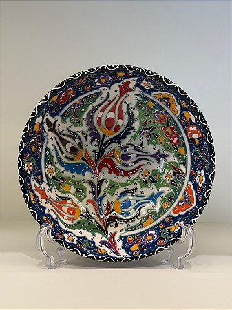 Saladeira - Cerâmica - Turquia - Pintura Relevo - Tamanho Pequeno - Azul e Colorido