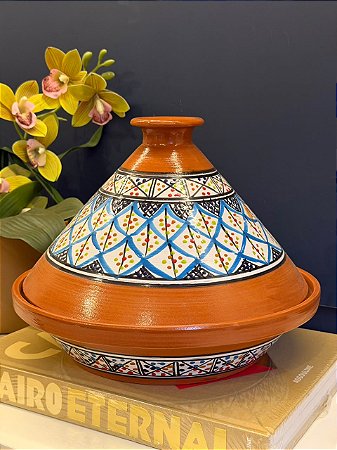Panela Tagine Marroquina G - Cuscuzeira - Ceramica - Azul