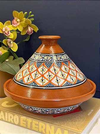 Panela Tagine Marroquina G - Cuscuzeira - Ceramica - Laranja