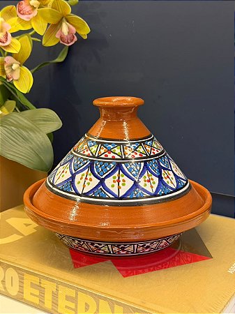 Panela Tagine Marroquina P - Cuscuzeira - Cerâmica - Azul Escuro