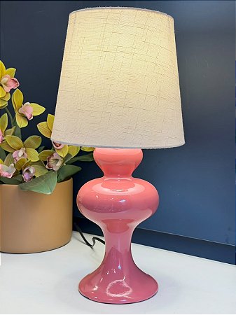 Abajur - Cerâmica - Rosa com Cúpula