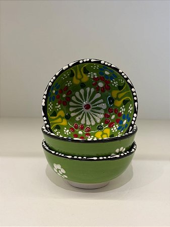 Bowl - Cerâmica - Turquia - Tamanho Pequeno - Pintura Relevo - Verde