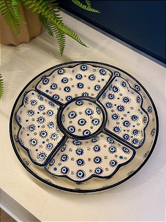 Petisqueira com Prato - Cerâmica - Turquia - Olho Grego