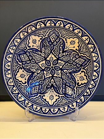 Prato Marroquino - Centro de Mesa 40CM - Cerâmica - Azul