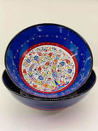 Saladeira - Azul Escuro - Cerâmica - Turquia - Tamanho Grande