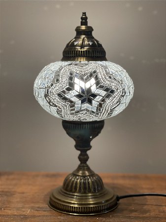 Luminária Turca Mosaico G Branco Estrela