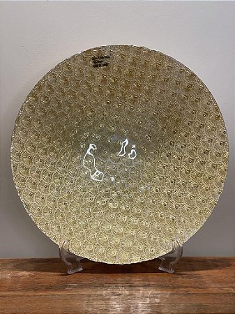 Centro de Mesa em Vitral - Off White e Dourado - Grande