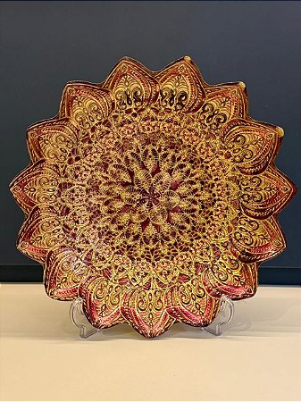 Centro de Mesa em Vitral - Estrela - Vinho  - Grande