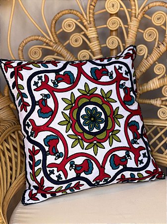 Capa Para Almofada - Bordada - Colorida Flores - Marrocos For You |  Decoração e Vestuário - Étnico
