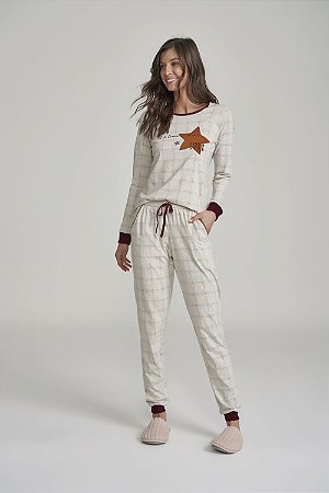 Pijama manga Longa cor com amor - Pimenta Cayenna