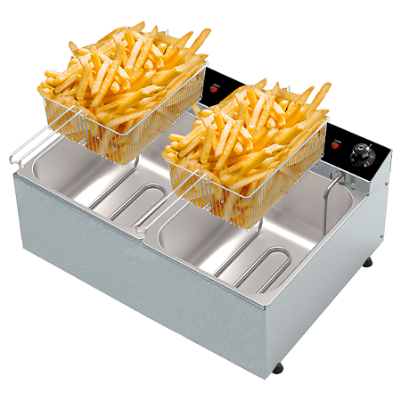 Fritadeira elétrica dupla 2500W 2 cubas 5,0 litros 220V 50-60 Hz