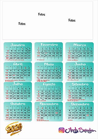 Calendário Com fotos