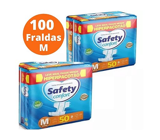 100 fraldas geriátrica Safety tamanho M