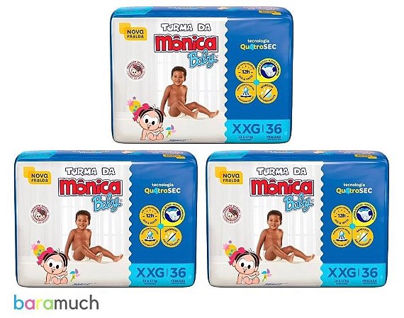 108 fraldas XXG Turma da Mônica