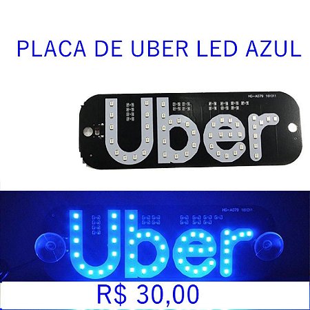 PLACA DE UBER LED AZUL 45 CABO/USB