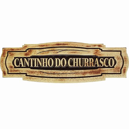 Placa Decorativa de Madeira "Cantinho do Churrasco" para Parede