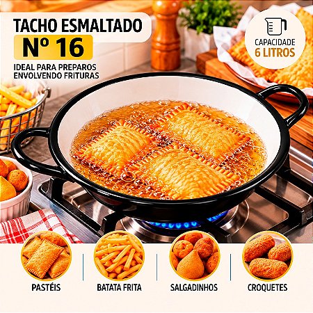 Tacho Esmaltado N°16 Para Frituras 6 Litros