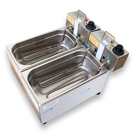 Fritadeira Elétrica 4 Litros 2 Cubas Termostato Individual - Máquinas,  Equipamentos e Utensílios Domésticos para Bares, Restaurantes, Lanchonetes,  Supermercados, Cozinha Industrial.