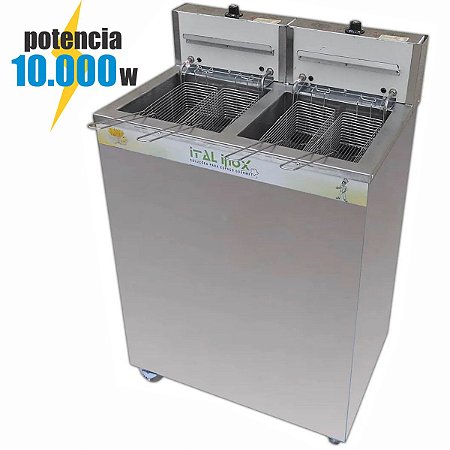 Fritadeira Água E Óleo 10000w Profissional 36 Litros 2 Cubas de Gabinete