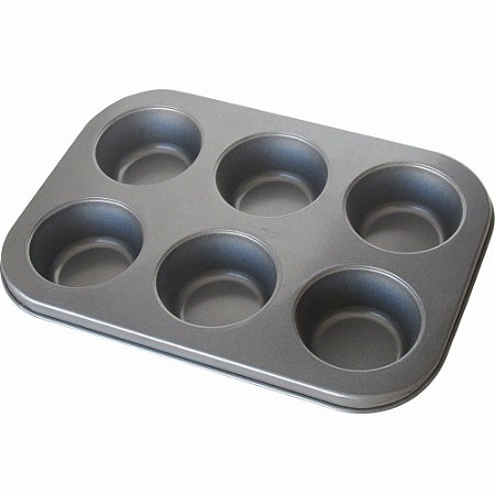 Forma Assadeira Para Cupcake E Pao De Queijo 6 Cavidades Teflonada