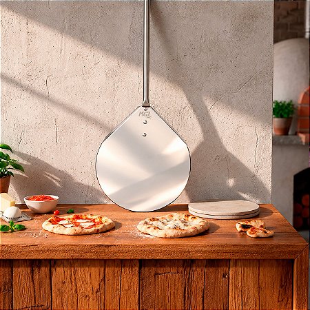 Pá De Pizza Profissional Em INOX Cabo Alumínio 40cm X 180cm Enfornar Fornear Desenfornar Pizza