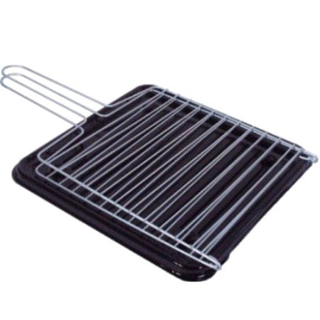 Grelha Grill Churrasco Rápido No Fogão Peixe Linguiça Frango Queijo com chapa anti respingo 18x18 cm