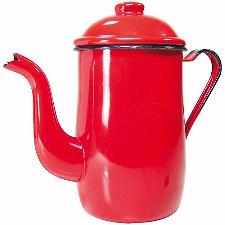 Bule Retro Esmaltado Ágata 1,2 Litros tradicional Vermelho artesanal