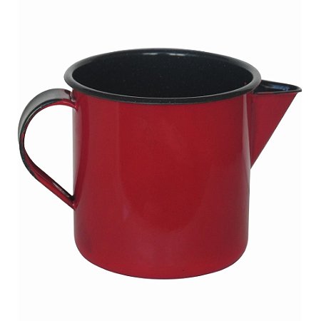 Caneca Leiteira Esmaltada Ágata 1litro Café Antiguidade Viagem Decoração vermelha