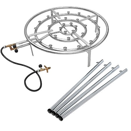 Queimador Fogão Alta Pressão Arado Paeja Triplo 64cm c/ Mangueira Registro e Pés