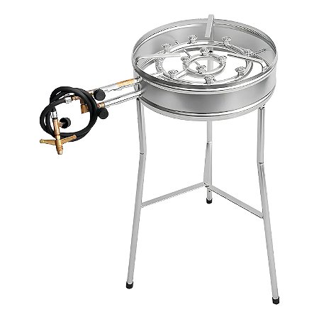 Queimador Fogão Alta Pressão Com Borda Arado Paeja Duplo 33cm c/ Mangueira Registro e Pés