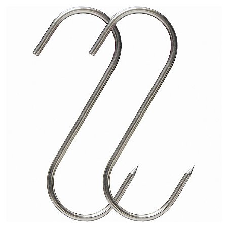 Gacho S em Inox 2 Peças 9cm para Carnes Churrascos Costela Frango Defumação