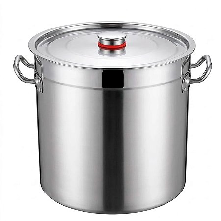 Caldeirão em Aço Inox Profissional 70 Litros N° 45 e Tampa com Pomel e Suporte