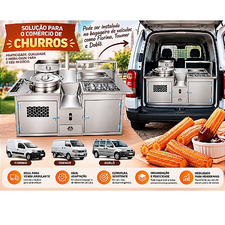 Kit Churros Portátil Para Towner, Fiorino e Doblô (sem masseira e sem doceiras)