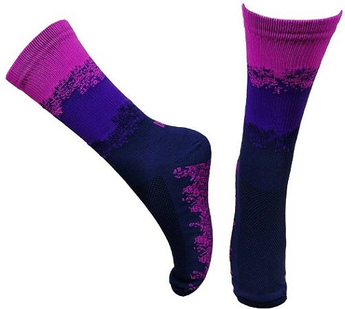Meia Cano Médio Divertida em Poliamida Respingo - Roxo-Pink-Marinho