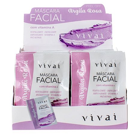 Vivai - Máscara Facial Argila Rosa c/ vitamina A - 48 Und