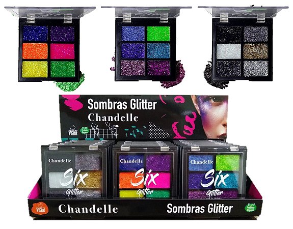 Chandelle - Paleta de Glitter  Box B (  Cores 2, 4 e 6 ) -  Kit com 18 Unidades