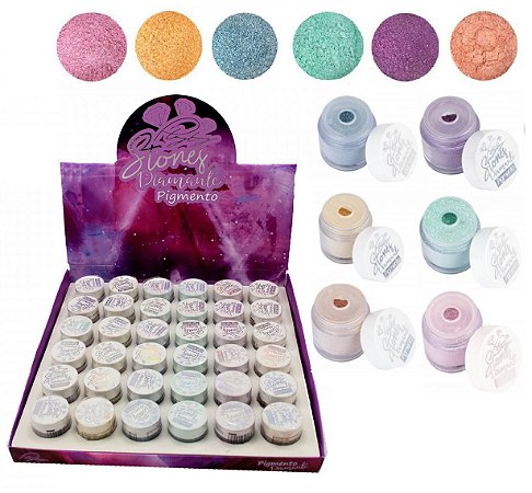 Playboy - Pigmento Diamante Coleção Stones  PB1074 - Kit com 36 unidades Cores Sortidas