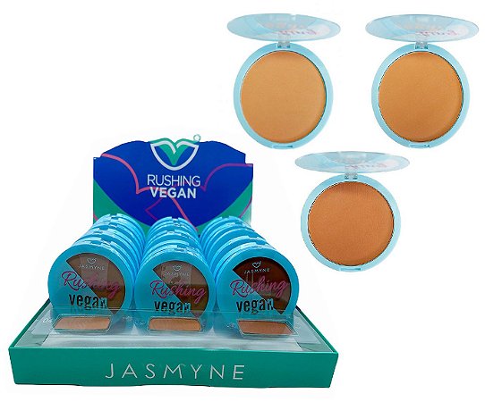 Jasmyne - Po Facial Vegano Rushing Cores Escuras JS0809B - Kit com 24 Unidades e Prov